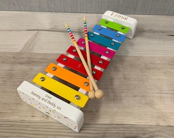 Personalised White Wooden Rainbow Xylophone - Baby Toy - Children's Music Maker - Musical Toy - Early Learning - Christmas Gift - Kids