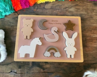 Unicorn Wooden Personalised Puzzle - Toddler Gifts - Wooden Toys - Children's Toys