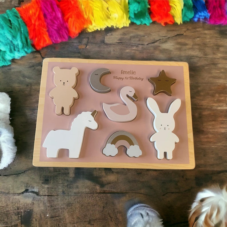 Unicorn Wooden Personalised Puzzle Toddler Gifts Wooden Toys Children's Toys image 1