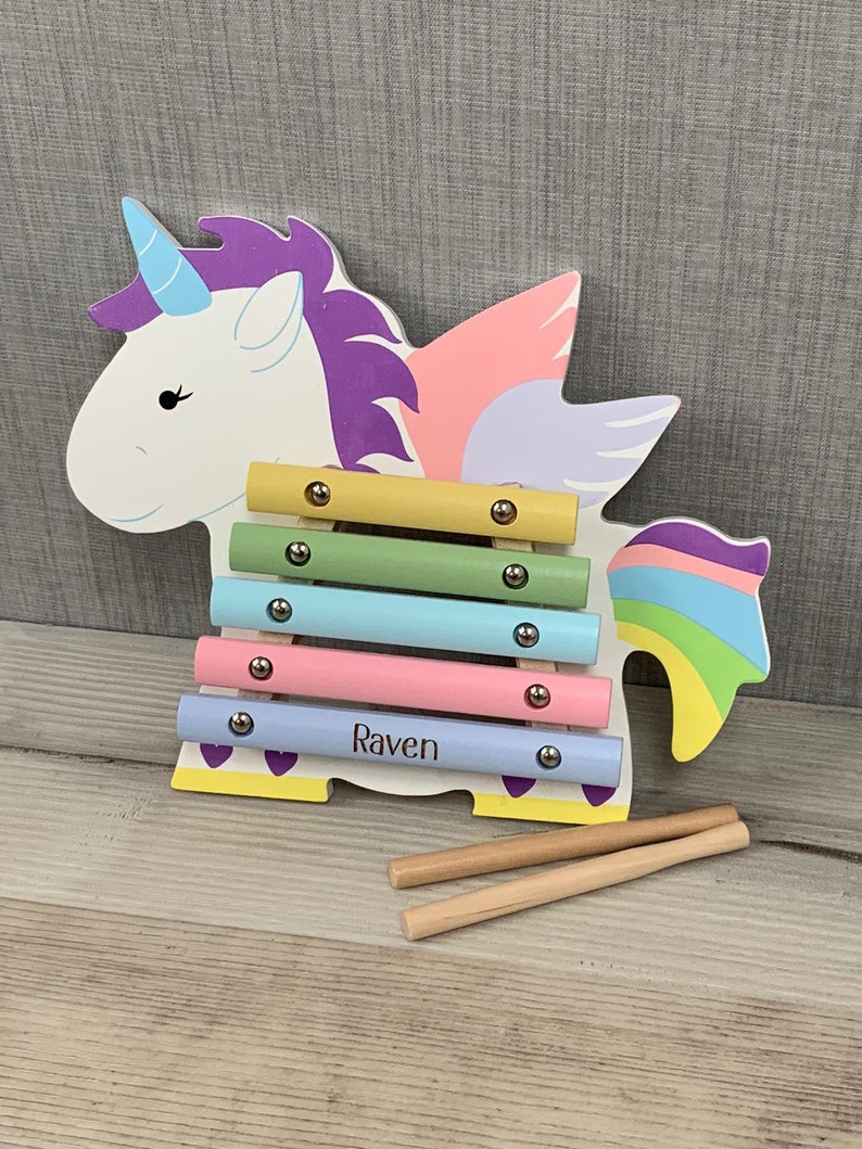 Personalised Wooden Unicorn Xylophone Music Toy CE Tested Etsy