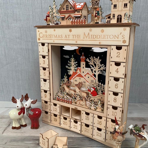 Personalised Wooden Advent Calendar Christmas Decorations - Etsy Personalised Wooden Advent Calendar Christmas Decorations - Etsy