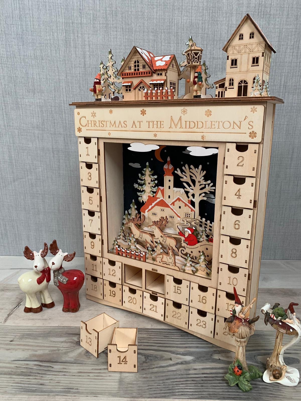 Personalised Wooden Advent Calendar Christmas Decorations - Etsy Personalised Wooden Advent Calendar Christmas Decorations - Etsy