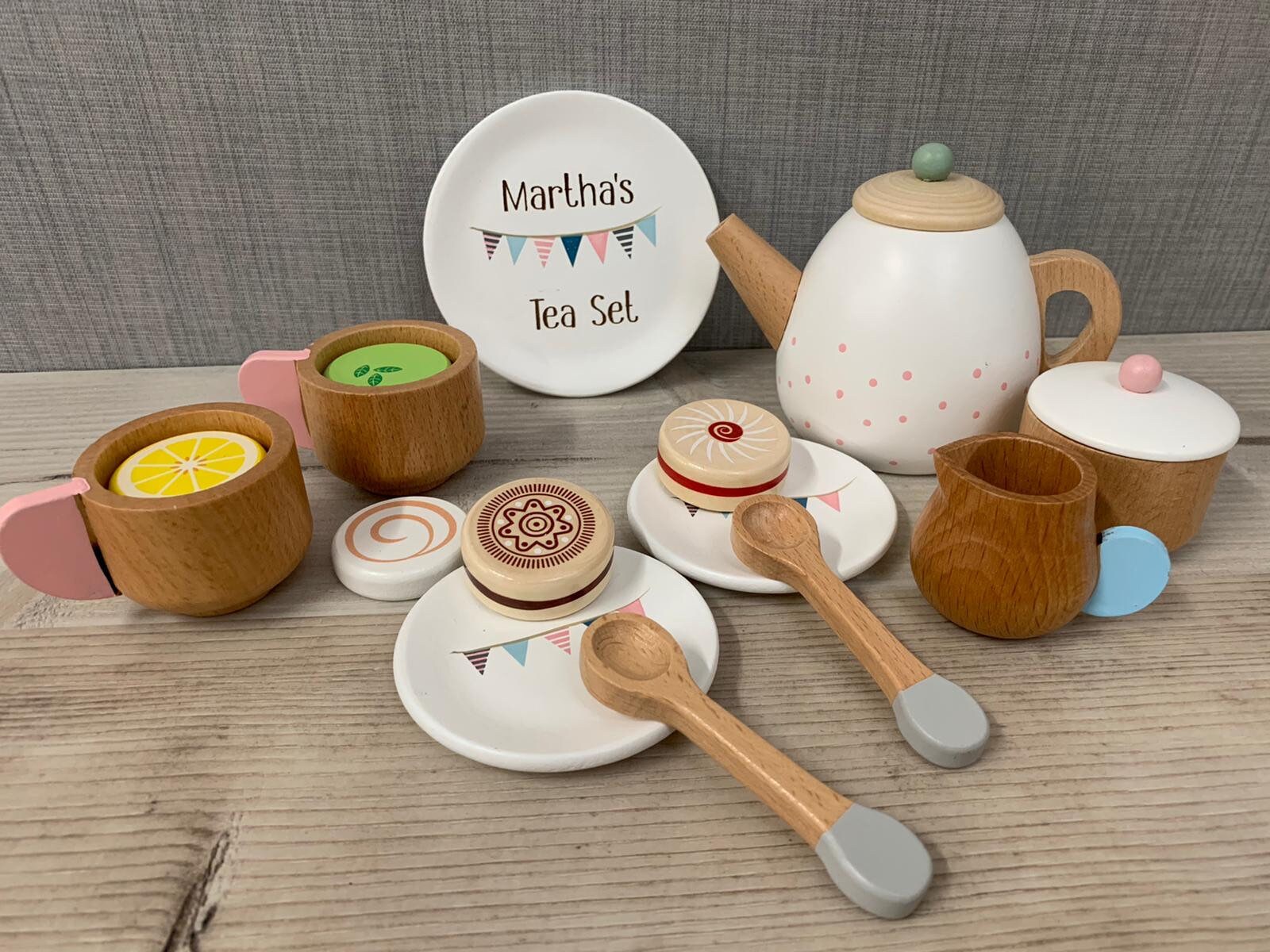 Kids wooden tea set sale