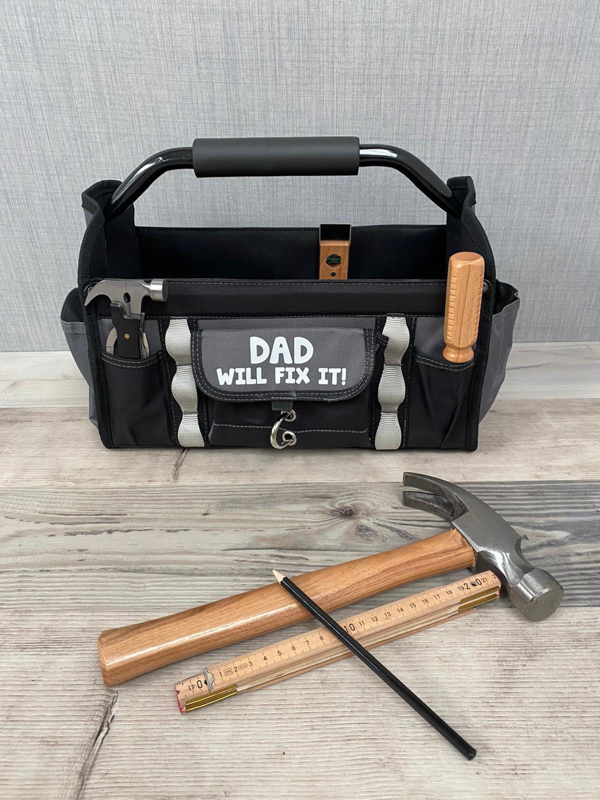 Personalisierte Werkzeugtasche - Werkzeughalter - Tragbare Werkzeugaufbewahrung - Vatertagsgeschenk - Geschenk für Papa und Opa - Geschenk für Heimwerker