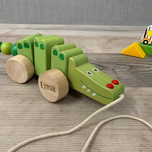 Personalised Wooden Crocodile Pull-Along Toy - Children's Gift - Alligator Toy - Animal Toys - Page Boy Gift - Christmas Gift