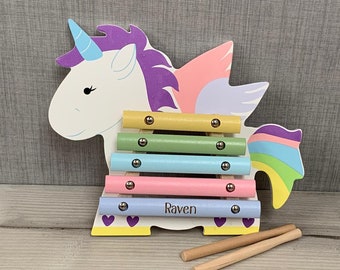 Personalised Wooden Unicorn Xylophone - Music Toy - CE Tested Toy - Children’s Instruments - Early Learning - Christmas Gift - Christening