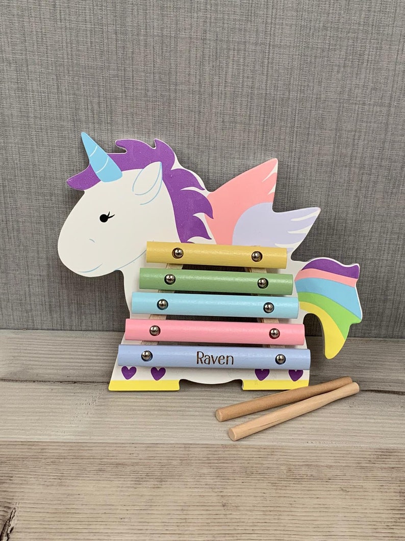 Personalised Wooden Unicorn Xylophone Music Toy CE Tested Etsy