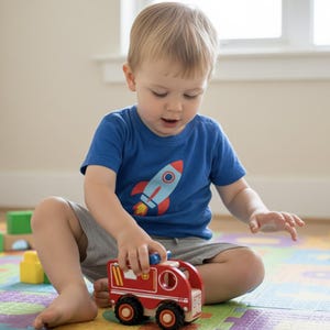 Personalised Wooden Truck - Tractor or Fire Engine - CE tested - Page Boy Gift - Christening Gift ambulance - police car