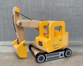 Personalised Wooden Construction Vehicle - Construction Digger - Engraved Toy - Page Boy Gift - Usher Gift - Flower Girl Gift