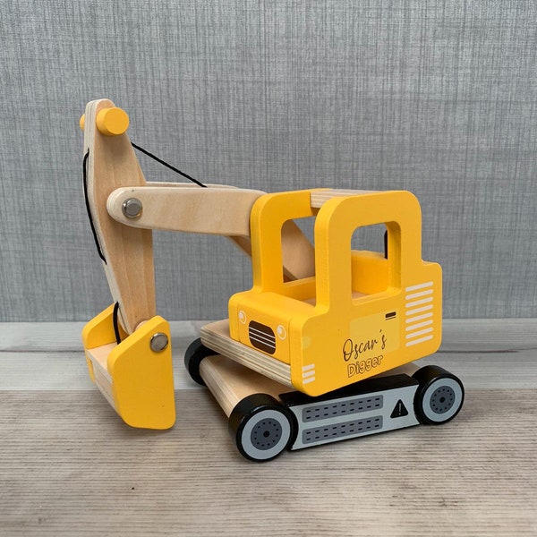 Personalised Wooden Construction Vehicle - Construction Digger - Engraved Toy - Page Boy Gift - Usher Gift - Flower Girl Gift