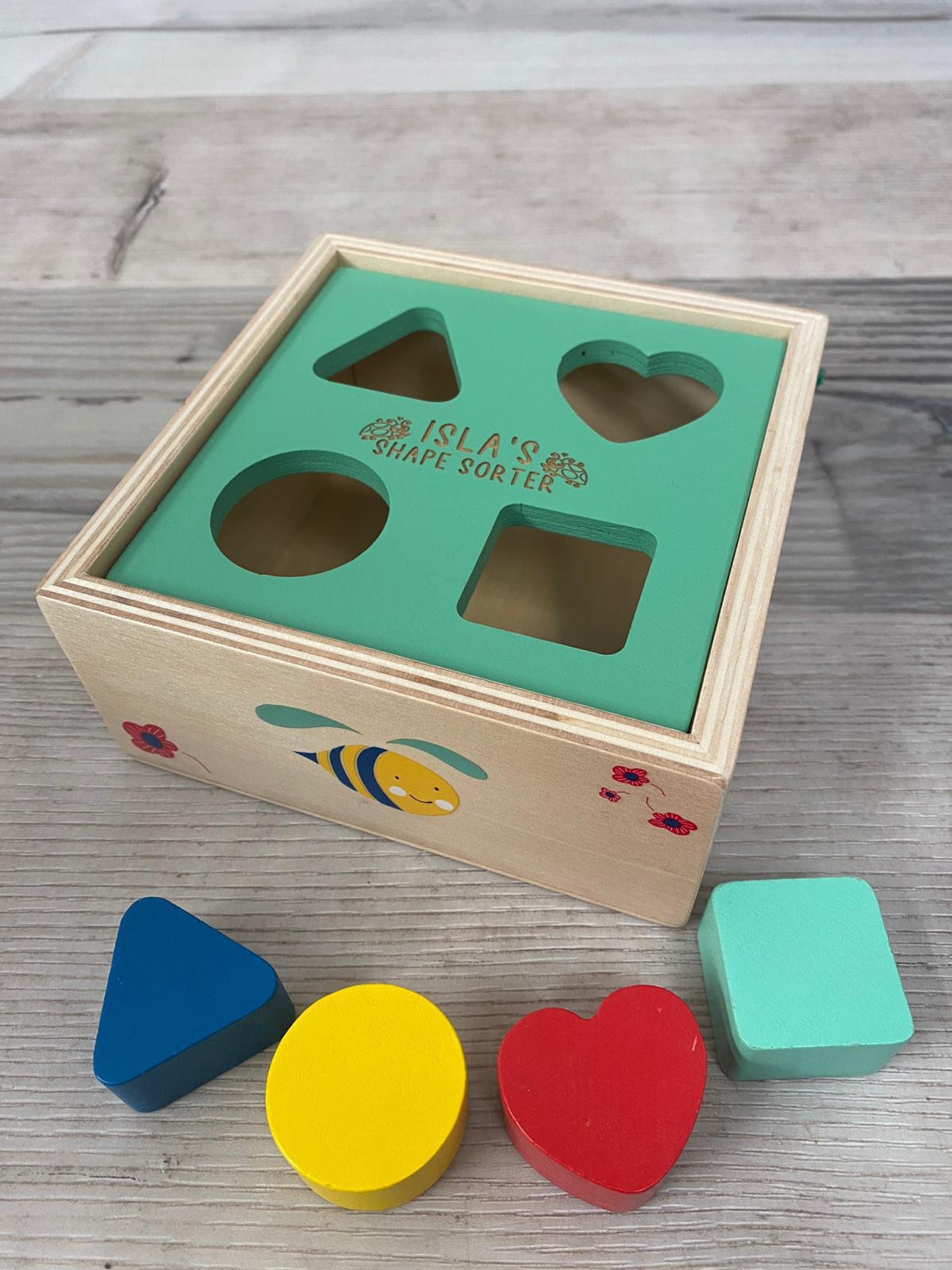 Personalised Wooden Shape Sorter Cube Forest and Field Etsy UK