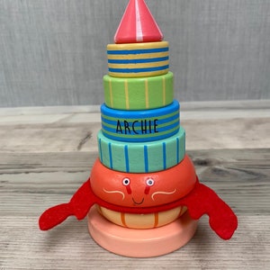 Personalised Wooden Crab Stacking Toy - Early Learning - Wooden Toys - Engraved Gift - CE Tested