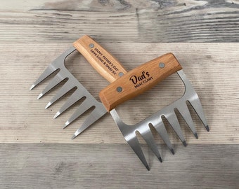 Personalised Meat Shredder Claws Set of 2-Wooden and Stainless Steel-Barbecue BBQ Gift-Meat Lovers-Housewarming-Gift for Him-Gift for Her