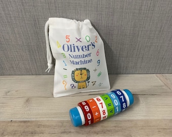 Wooden Counting Toy with Personalised Storage Bag - Learning Numbers - Counting Toy - Wooden learning toy - maths