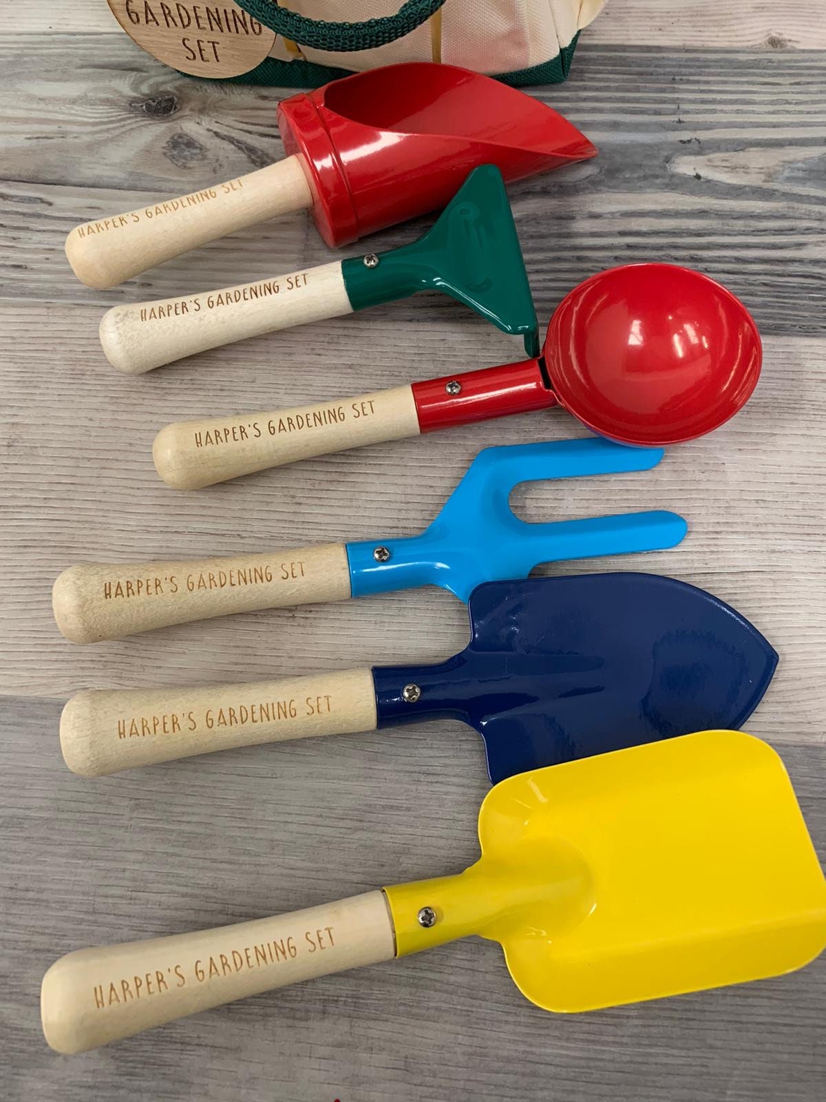 Personalised Children s Gardening Set Wooden Garden Tools