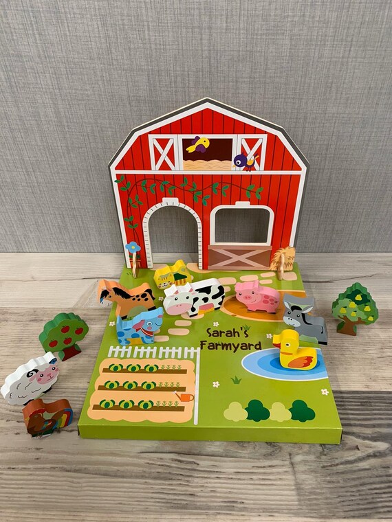 wooden farmyard playset