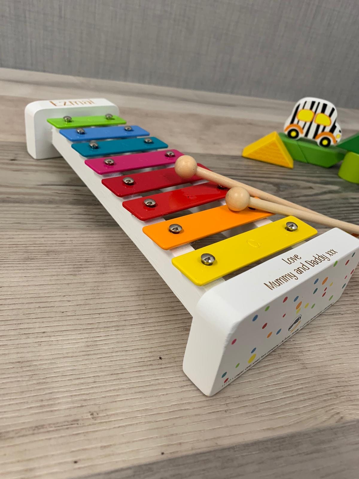 Personalised White Wooden Rainbow Xylophone - Baby Toy - Children&#39;s Music Maker - Musical Toy - Early Learning - Christmas Gift - Kids