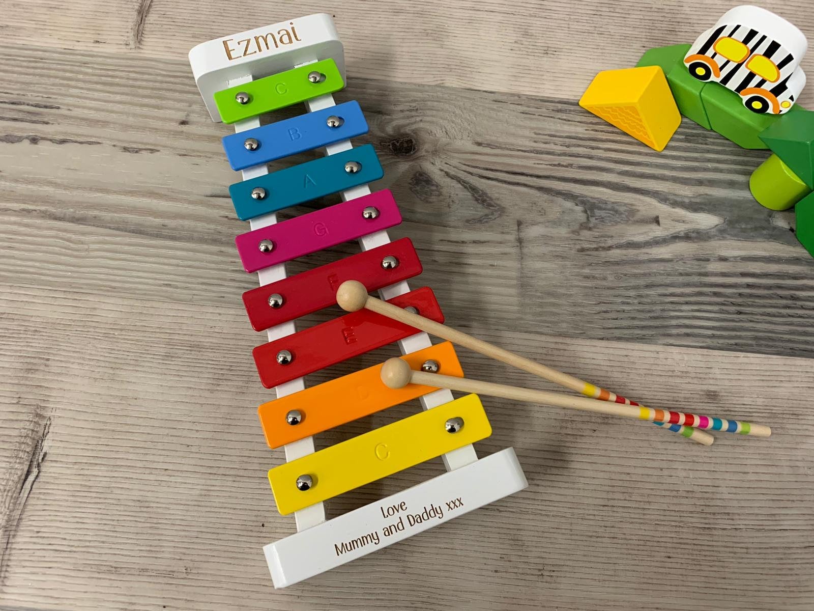 Personalised White Wooden Rainbow Xylophone - Baby Toy - Children&#39;s Music Maker - Musical Toy - Early Learning - Christmas Gift - Kids