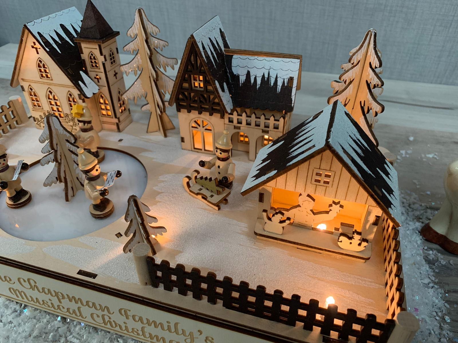 Personalised Light-up Wooden Christmas Music Box with Dancing | Etsy