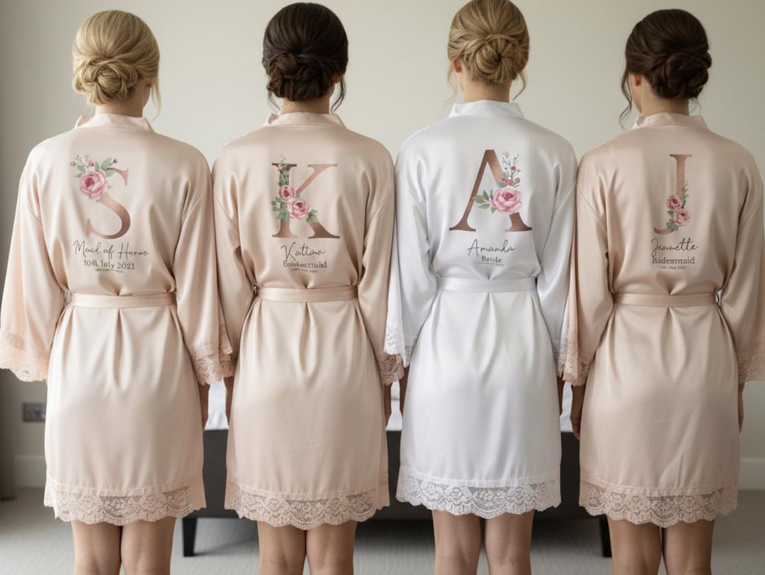 Personalised Wedding Robe With Custom Names - Bridesmaid Gifts - Etsy