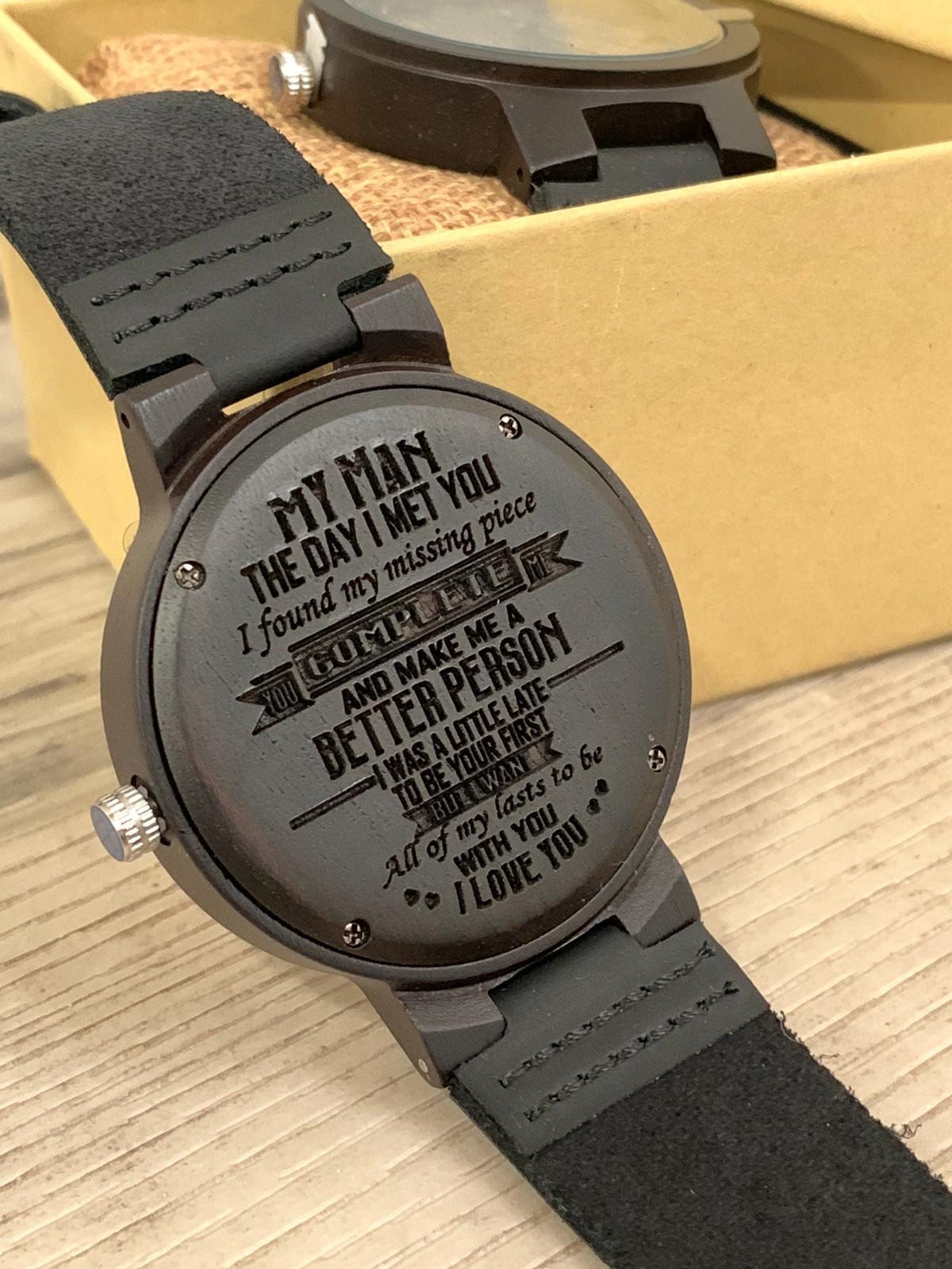 Engraved Black Wooden Watch With Romantic my Man Engraved Quote Gift for Him Fathers Day Anniversary Wedding Gift Just Because Etsy UK