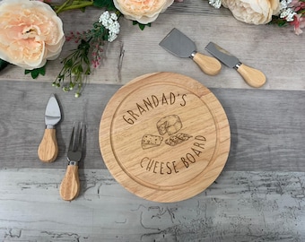 Engraved wooden Grandad cheese board with knives - engraved cheese board - gift for him