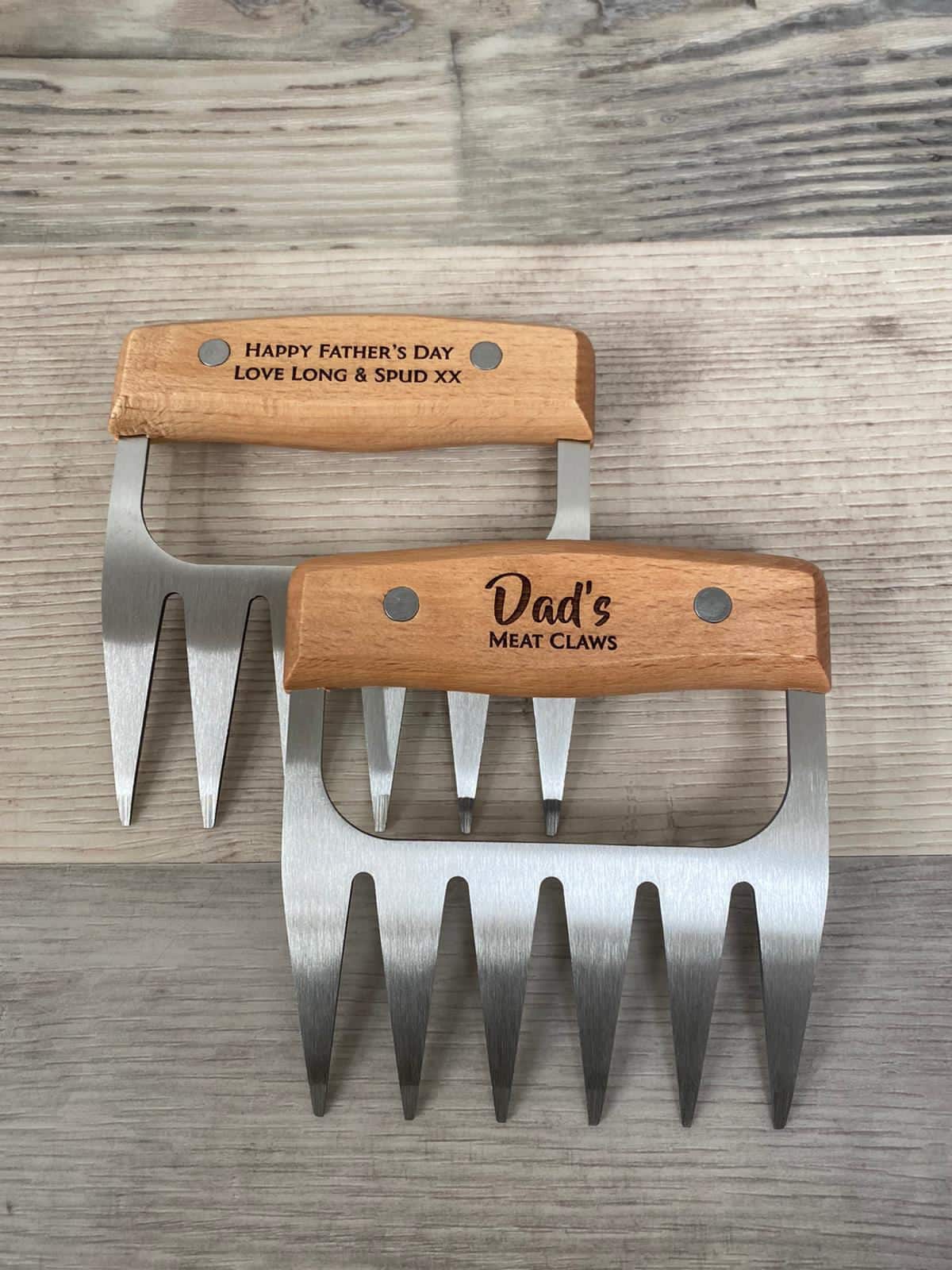 Personalised Meat Shredder Claws Set of 2-Wooden and Stainless Steel-Barbecue BBQ Gift-Meat Lovers-Housewarming-Gift for Him-Gift for Her