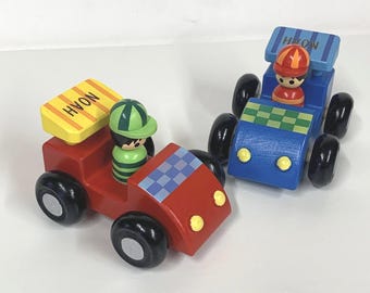 Wooden Personalised Racing Car set of 2 Cars - Wooden Toys