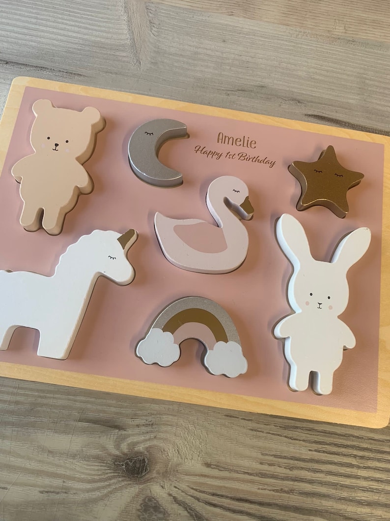 Unicorn Wooden Personalised Puzzle Toddler Gifts Wooden Toys Children's Toys image 6