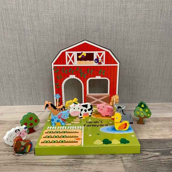 Personalised Wooden Farmyard Playset - Personalised Toys - Christmas Gifts