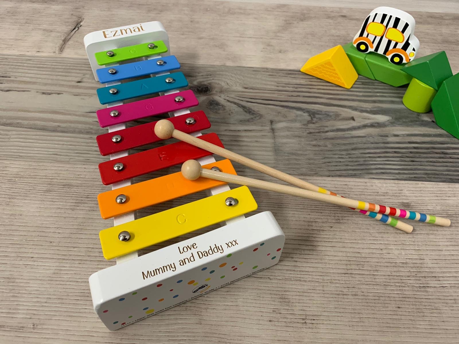 Personalised White Wooden Rainbow Xylophone - Baby Toy - Children&#39;s Music Maker - Musical Toy - Early Learning - Christmas Gift - Kids