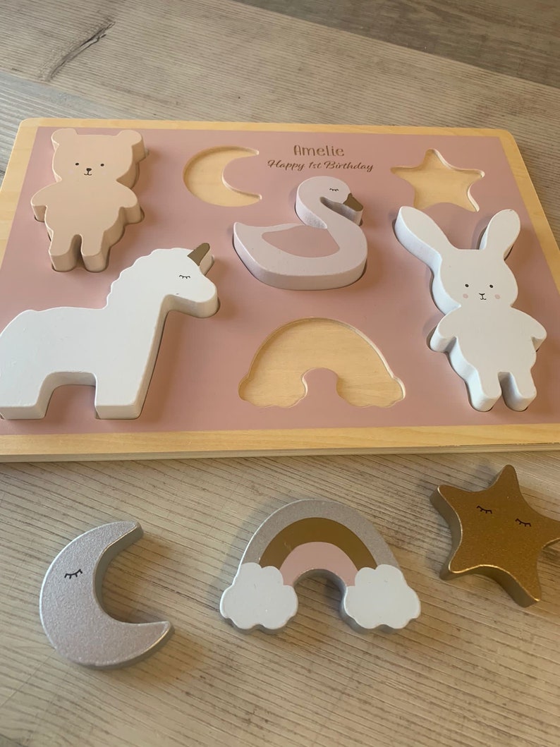 Unicorn Wooden Personalised Puzzle Toddler Gifts Wooden Toys Children's Toys image 10