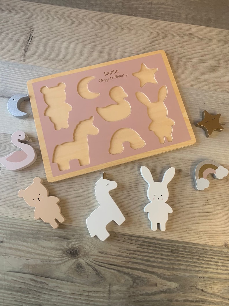 Unicorn Wooden Personalised Puzzle Toddler Gifts Wooden Toys Children's Toys image 3