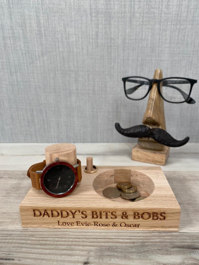 Personalised Solid Oak Bits and Bobs Tray Fathers Day Gift Etsy UK
