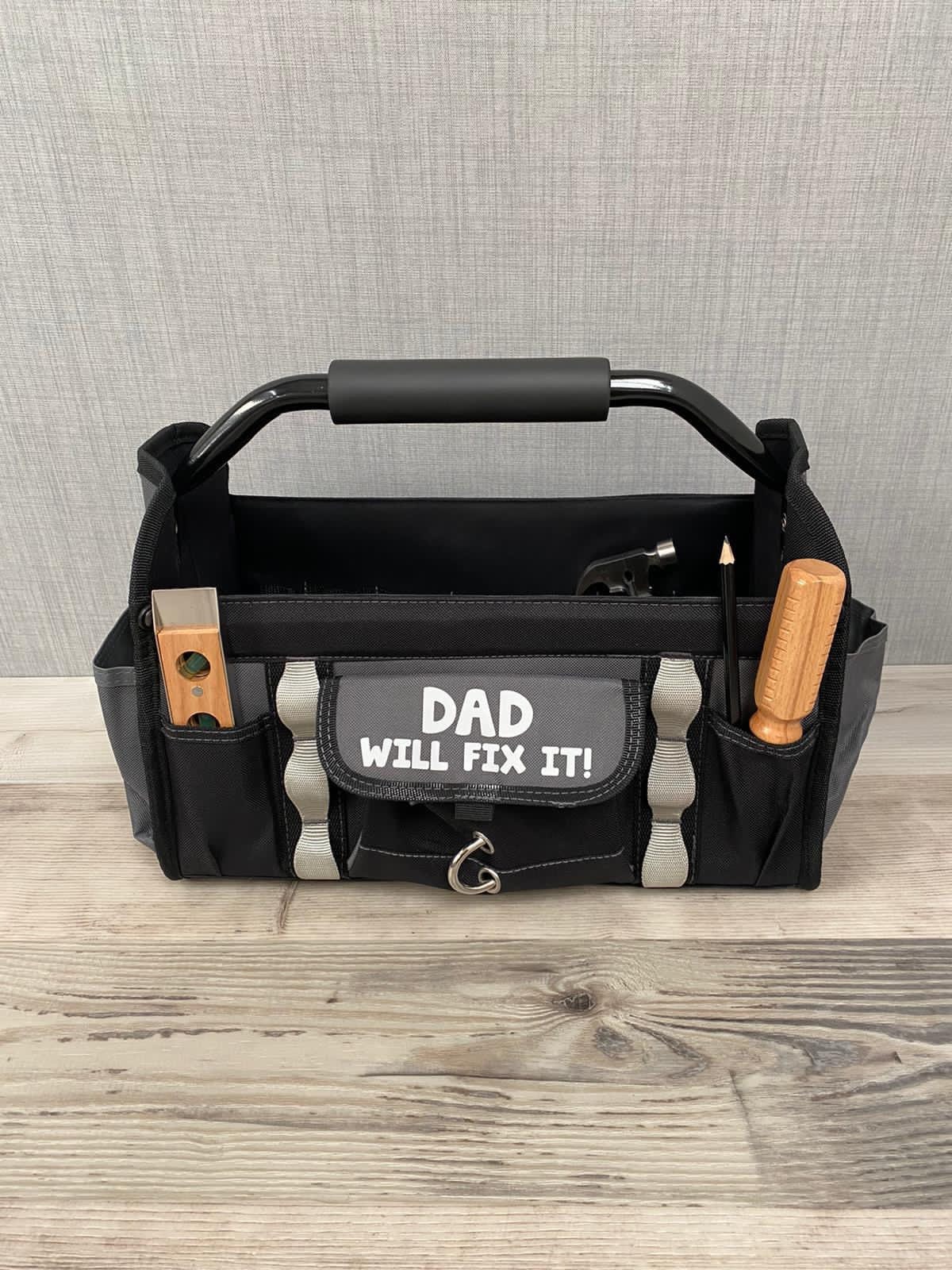 Personalisierte Werkzeugtasche - Werkzeughalter - Tragbare Werkzeugaufbewahrung - Vatertagsgeschenk - Geschenk für Papa und Opa - Geschenk für Heimwerker