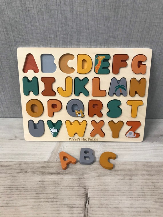 wijn Stier monster Gepersonaliseerde houten ABC-puzzel babyleerpuzzel houten - Etsy Nederland