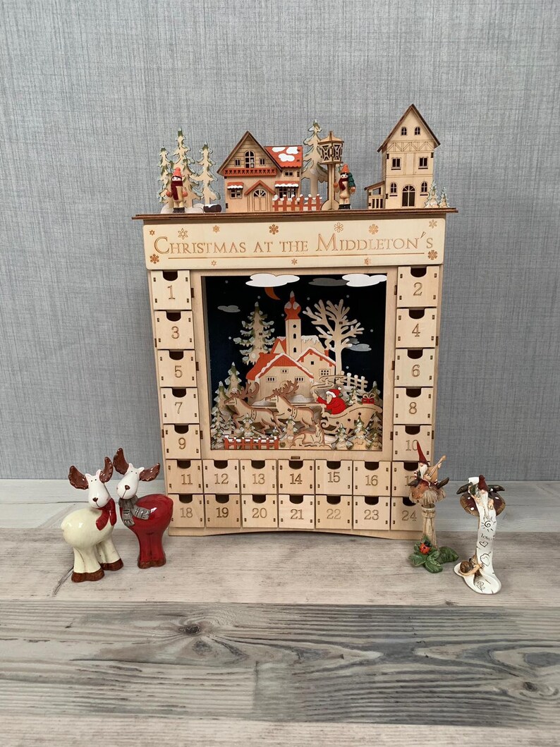Personalised Wooden Advent Calendar Christmas Decorations Etsy