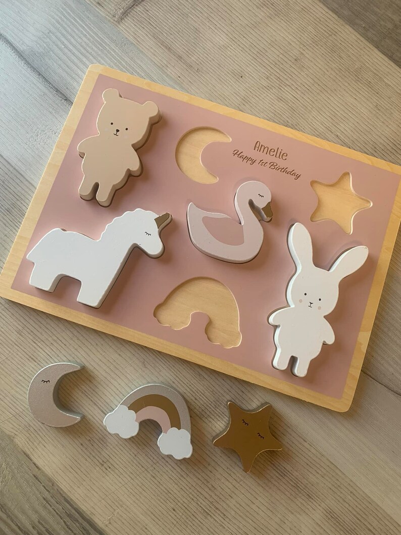 Unicorn Wooden Personalised Puzzle Toddler Gifts Wooden Toys Children's Toys image 2