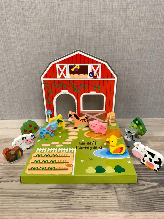 wooden farmyard playset
