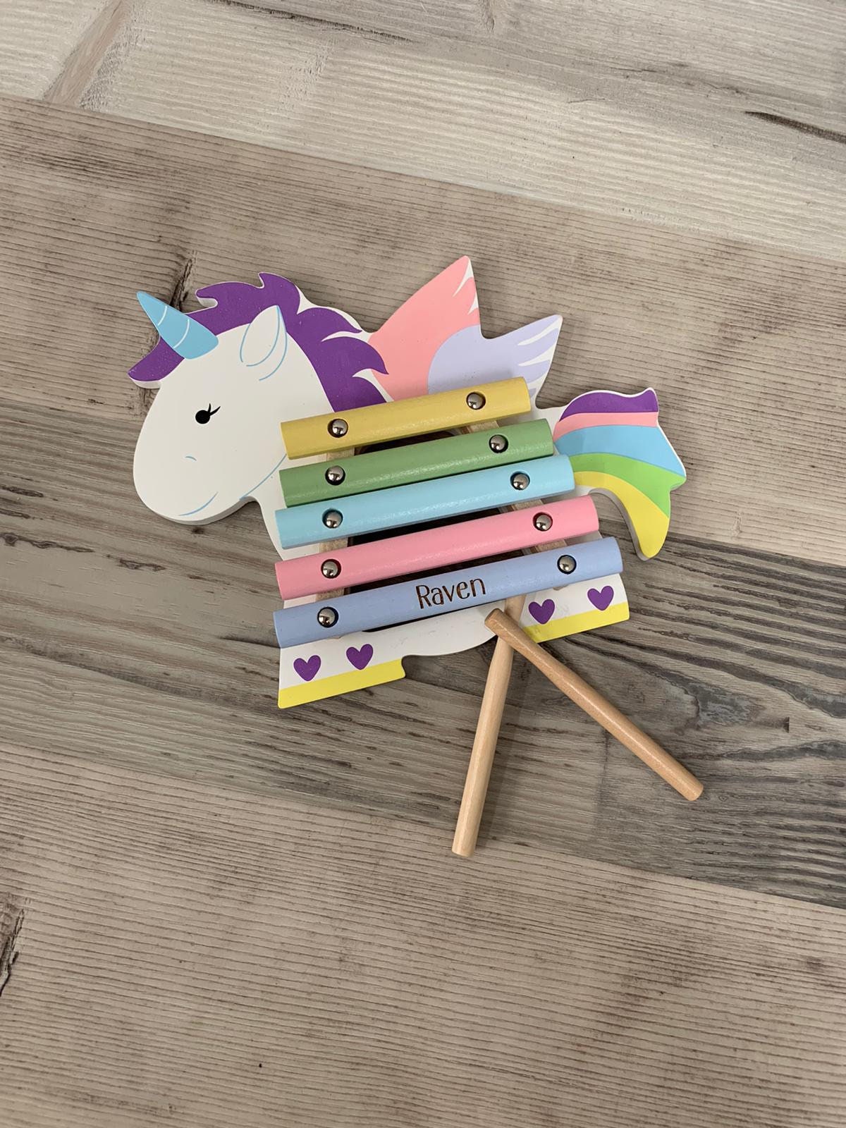 Personalised Wooden Unicorn Xylophone Music Toy CE Tested Etsy