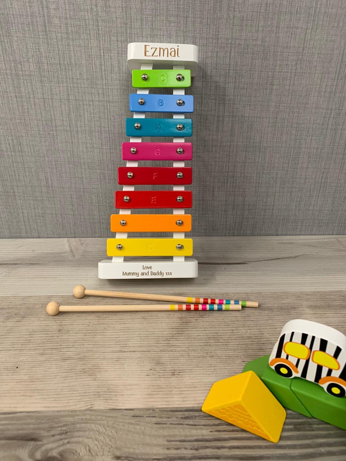 Personalised White Wooden Rainbow Xylophone - Baby Toy - Children&#39;s Music Maker - Musical Toy - Early Learning - Christmas Gift - Kids