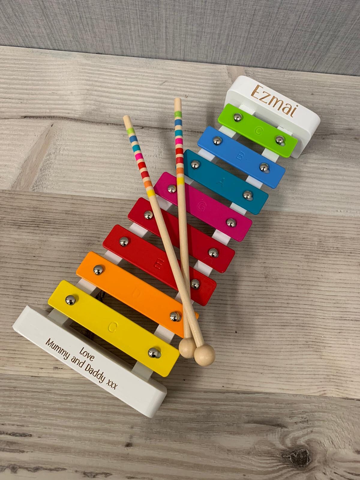Personalised White Wooden Rainbow Xylophone - Baby Toy - Children&#39;s Music Maker - Musical Toy - Early Learning - Christmas Gift - Kids
