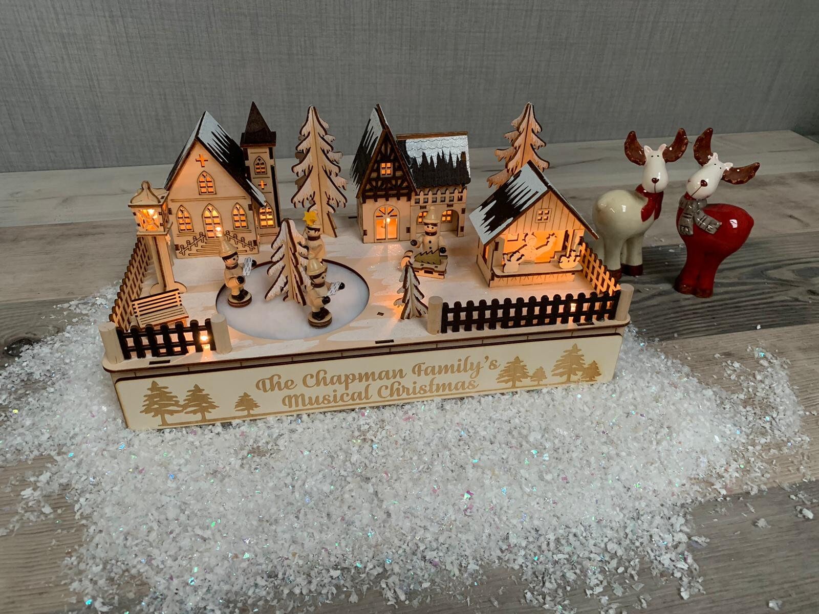 Personalised Lightup Wooden Christmas Music Box with Dancing Etsy