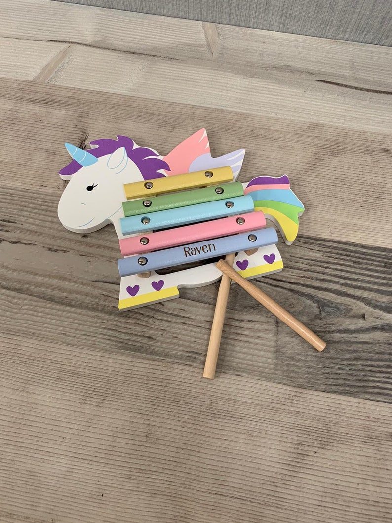 Personalised Wooden Unicorn Xylophone Music Toy CE Tested Etsy