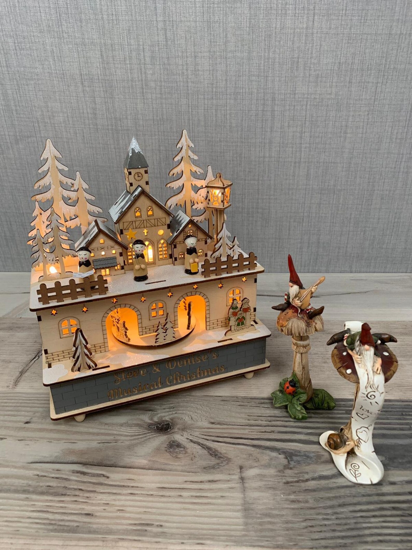 Personalised Wooden Lightup Music Box Christmas Decor LED Etsy