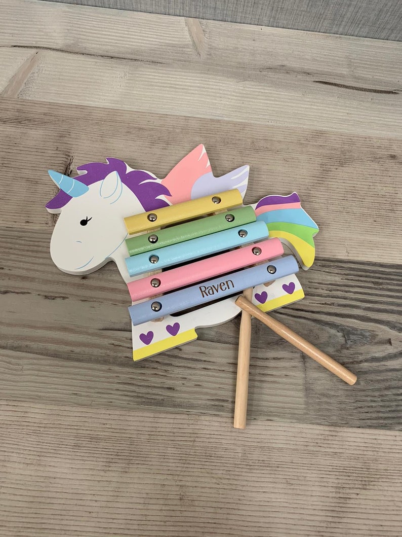 Personalised Wooden Unicorn Xylophone Music Toy CE Tested Etsy