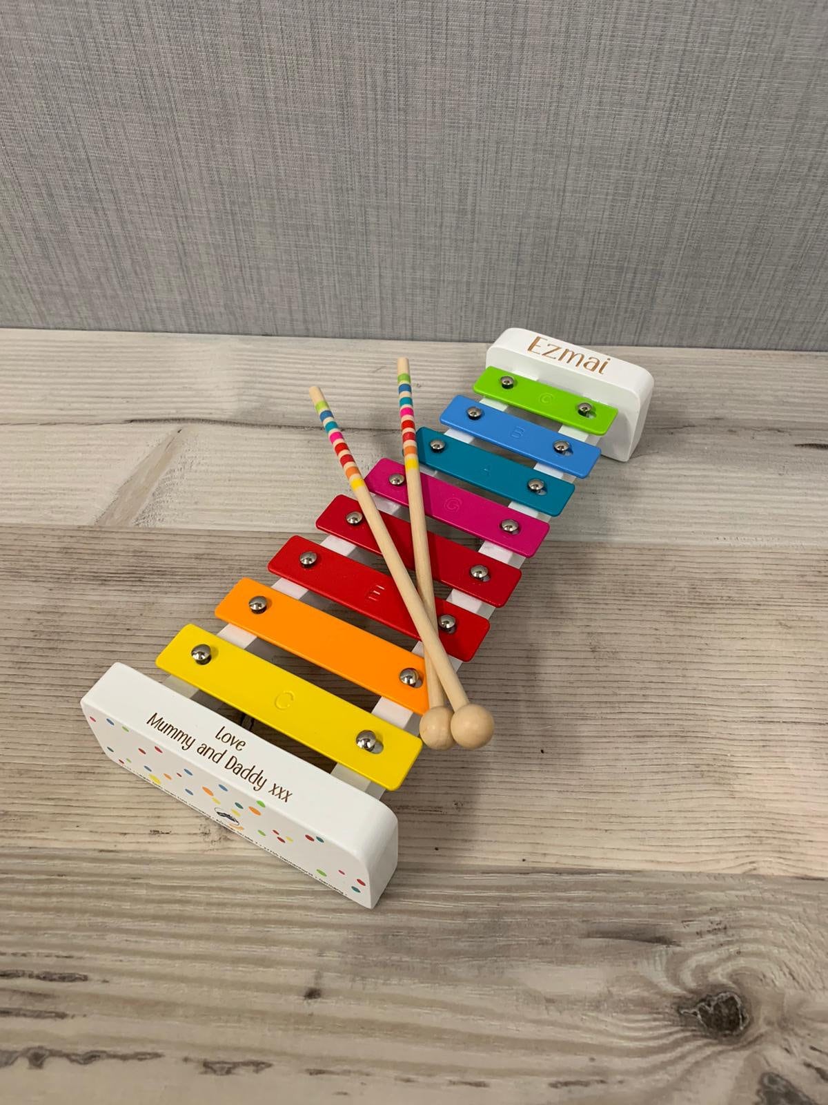 Personalised White Wooden Rainbow Xylophone - Baby Toy - Children&#39;s Music Maker - Musical Toy - Early Learning - Christmas Gift - Kids