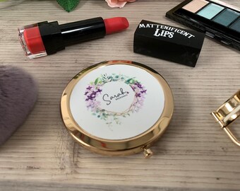 Orchid Range Personalised Compact Mirrors - Bridesmaid Gift - Rose Gold Mirror - Bride - Hen Party Gift
