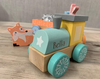 Trenino in legno personalizzato e amici animali Giocattoli