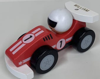Personalised Wooden Red Racing Car - Engraved Car Toy - CE Tested Gift - Toddler Toy